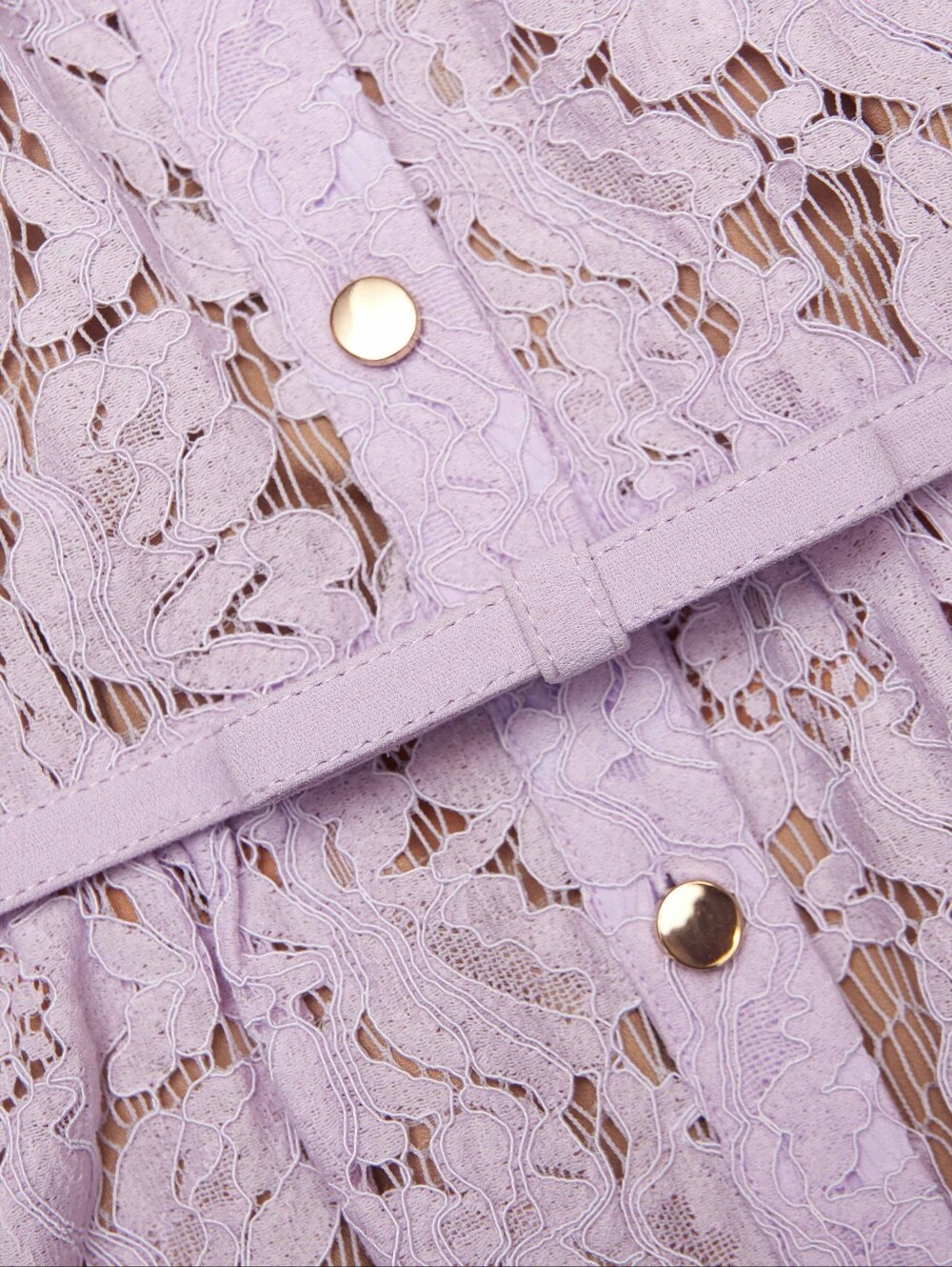 SELF-PORTRAIT Lilac Lace Button Front Midi Dress Size 4 - Picture 5 of 9